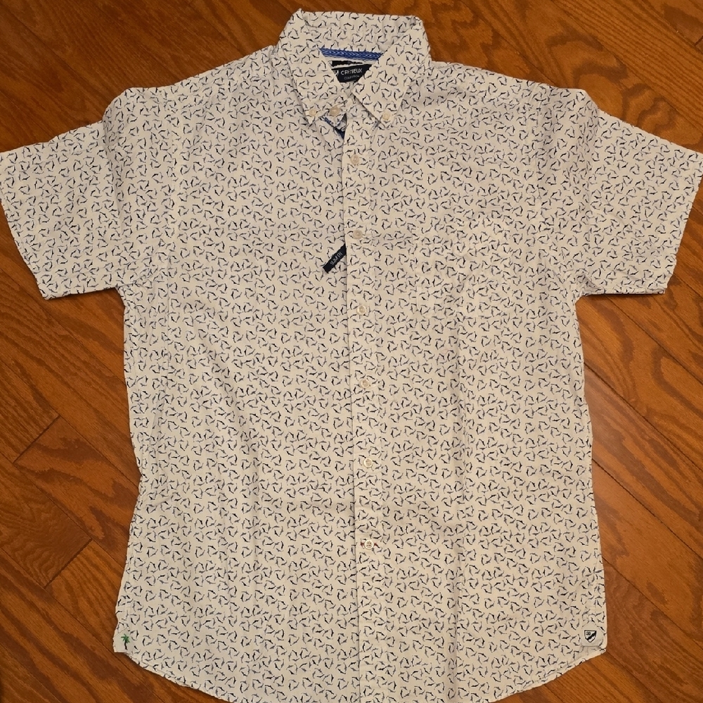 Daniel Cremieux White and Blue Casual Shirt